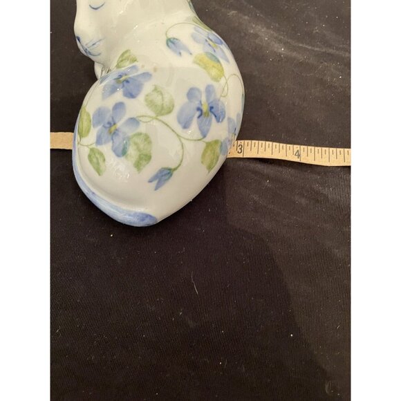 Sweet Porcelain SLEEPING CAT Floral Forget Me Knots  Andrea by Sadek Thailand - Picture 8 of 9